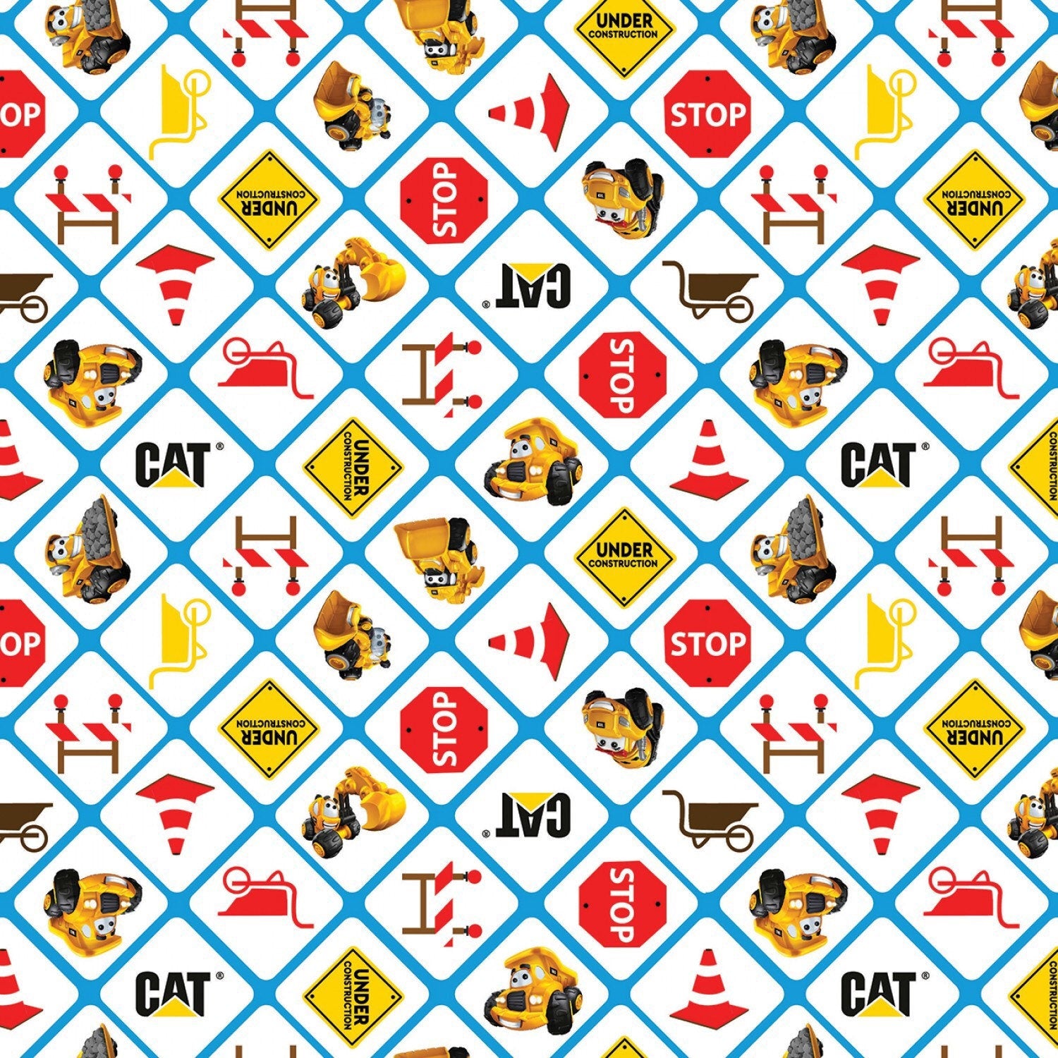 Riley Blake Designs Buildin Crew Signs White by Caterpillar