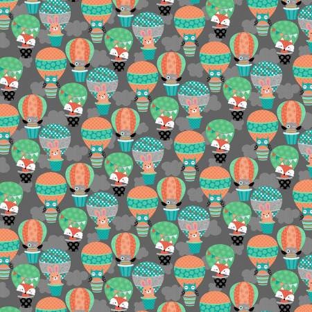 Studio E Dark Grey Owl's Hot Air Balloons from Owl's Woodland Adventure Collection