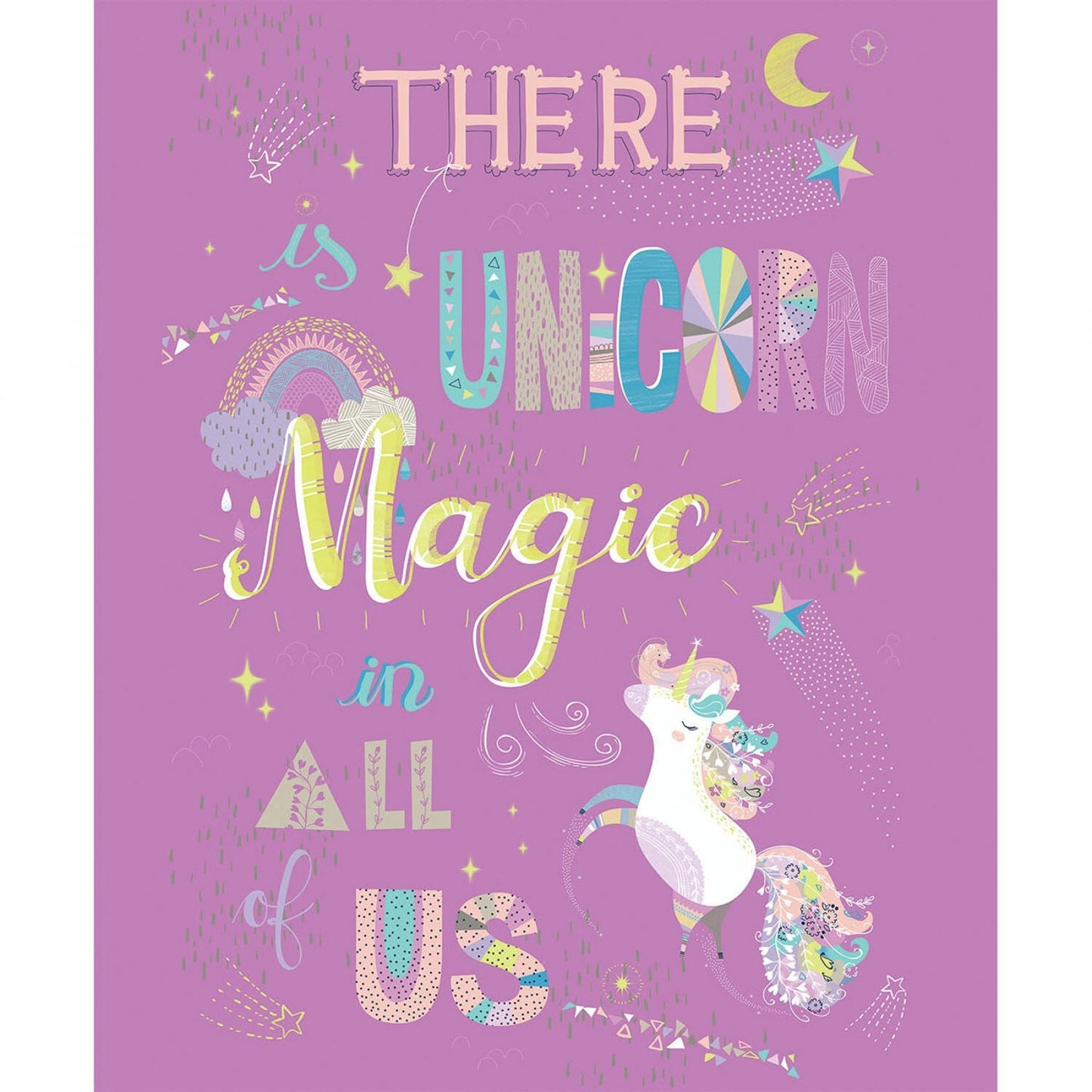 Camelot Purple Out of this World Glow Unicorn Magic Panel 36in