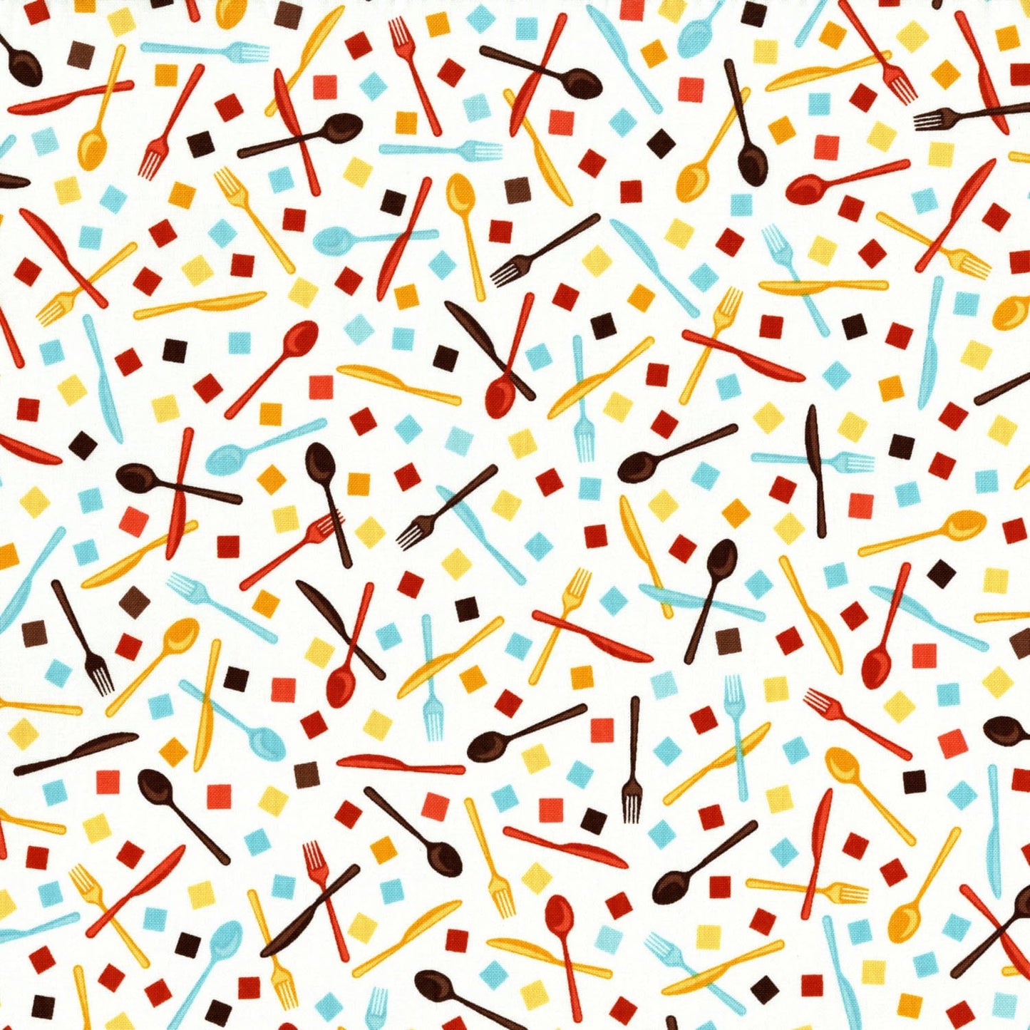 Utensils Eggshell Cotton Fabric 2604-001 from In The Kitchen by RJR