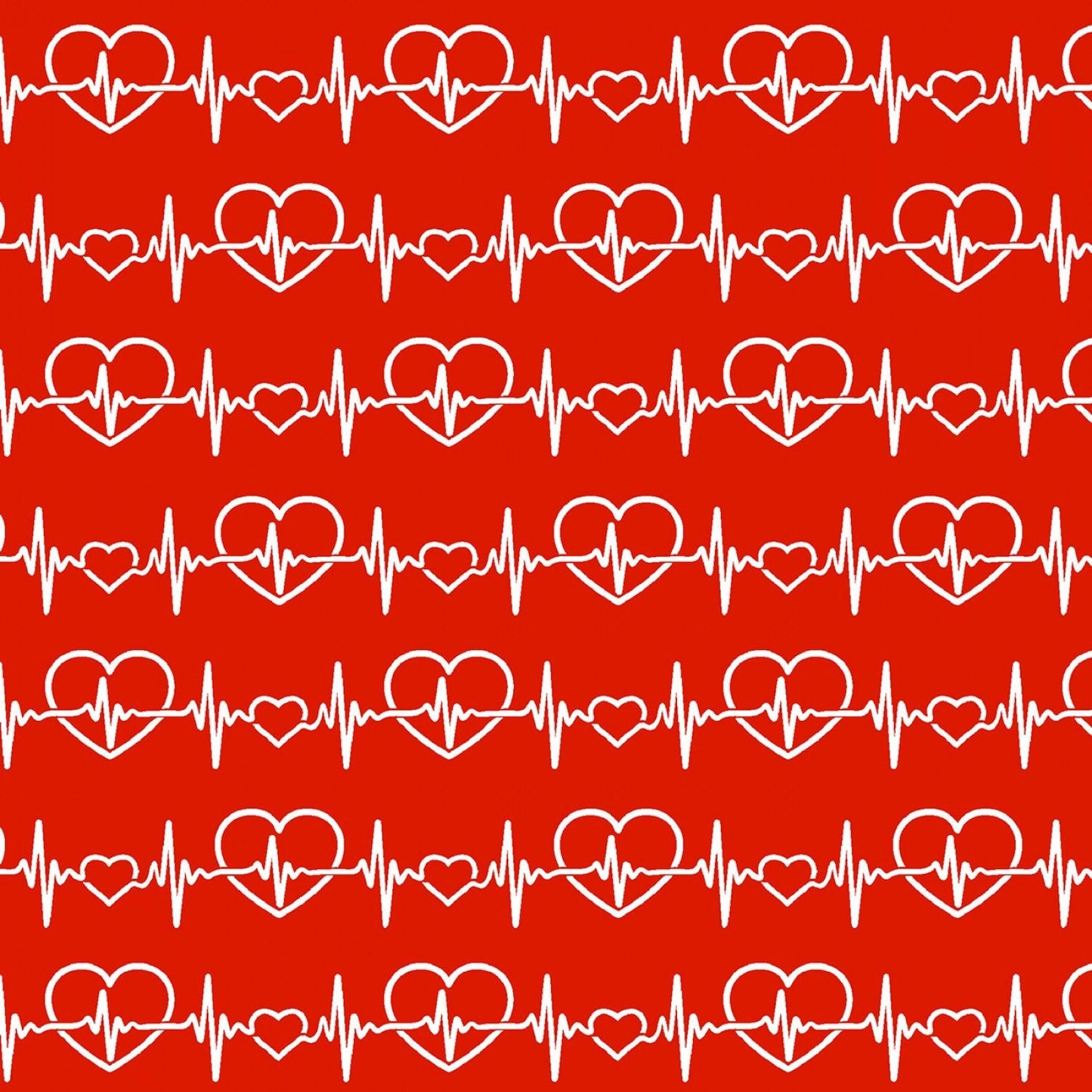 Red Heart Beat From Fabric Traditions Cotton Fabric