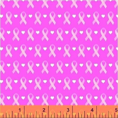 3/4 yard Precut - Allover Ribbon Pattern on Pink Think Pink by Rosemarie Lavin for Windham Fabrics