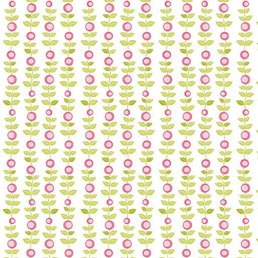 Pink green Vines 10086-26 Cotton Fabric Sunday Ride Collection from Contempo Studio