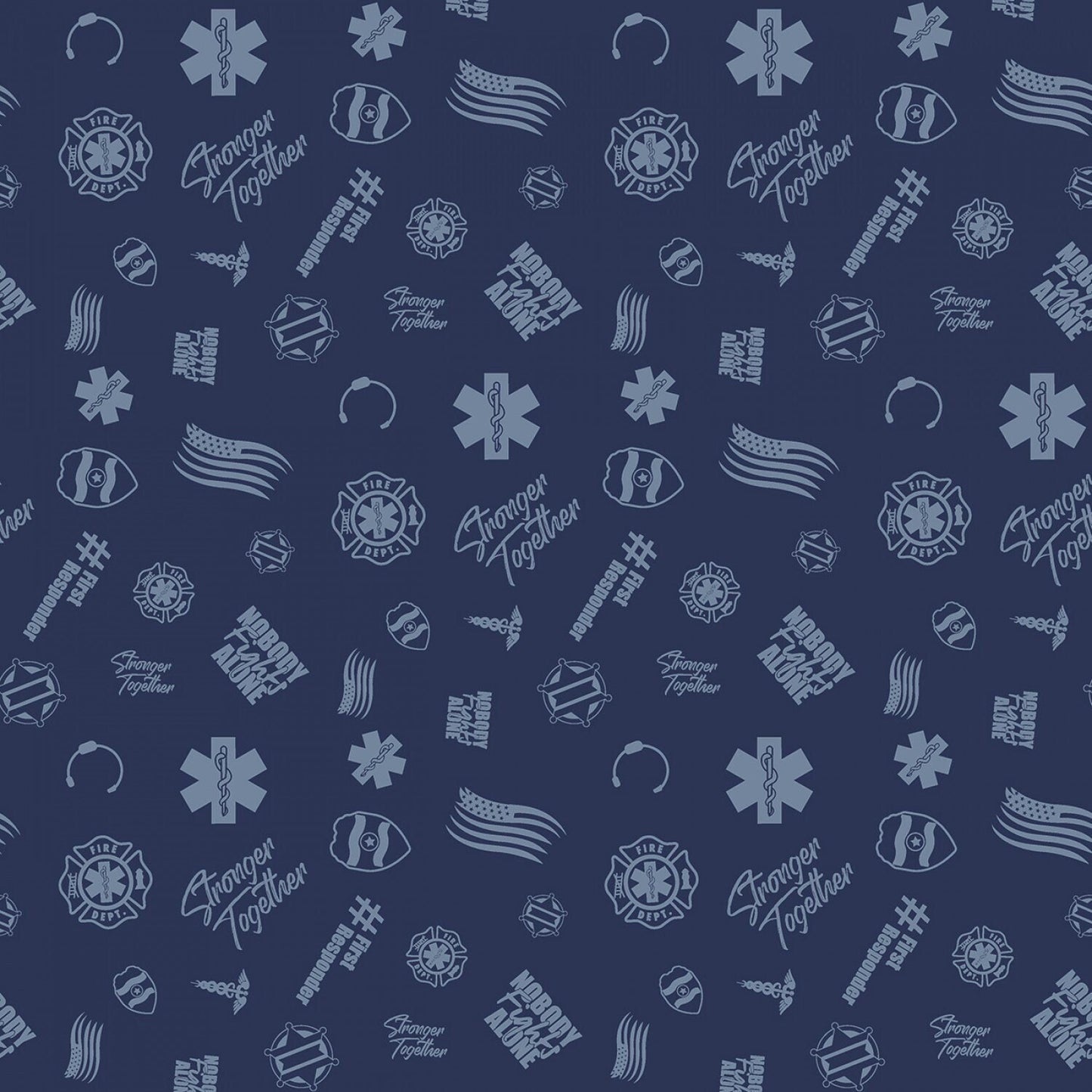 First Responders Tossed Navy from Nobody Fights Alone Riley Blake Designs Collection Cotton Fabric