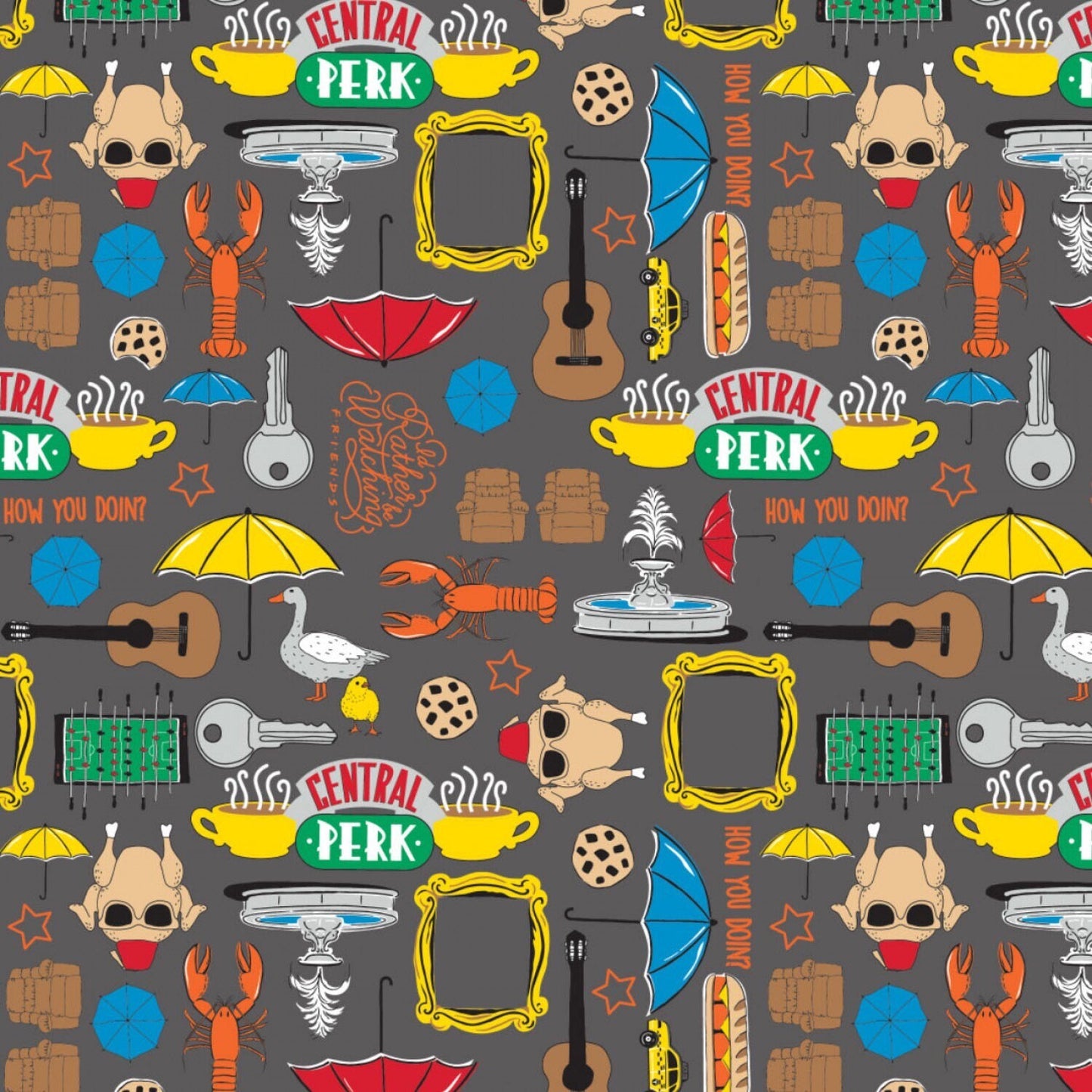 23720213-2 FRIENDS Stuff Toss - FRIENDS The Television Series by Camelot Collection Licensed Cotton Fabric 2