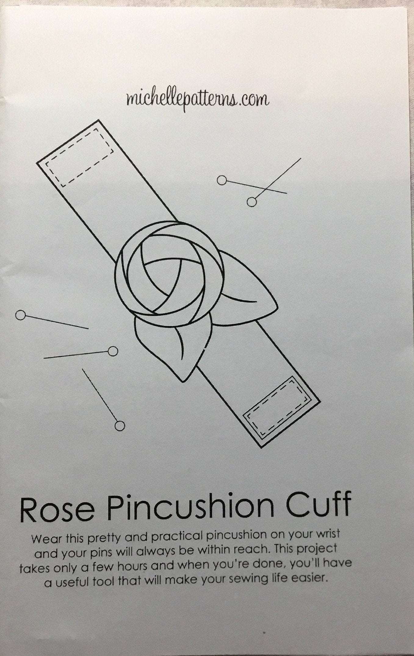 Rose Pincushion Cuff Pattern by Michelle Patterns - PAPER PATTERN