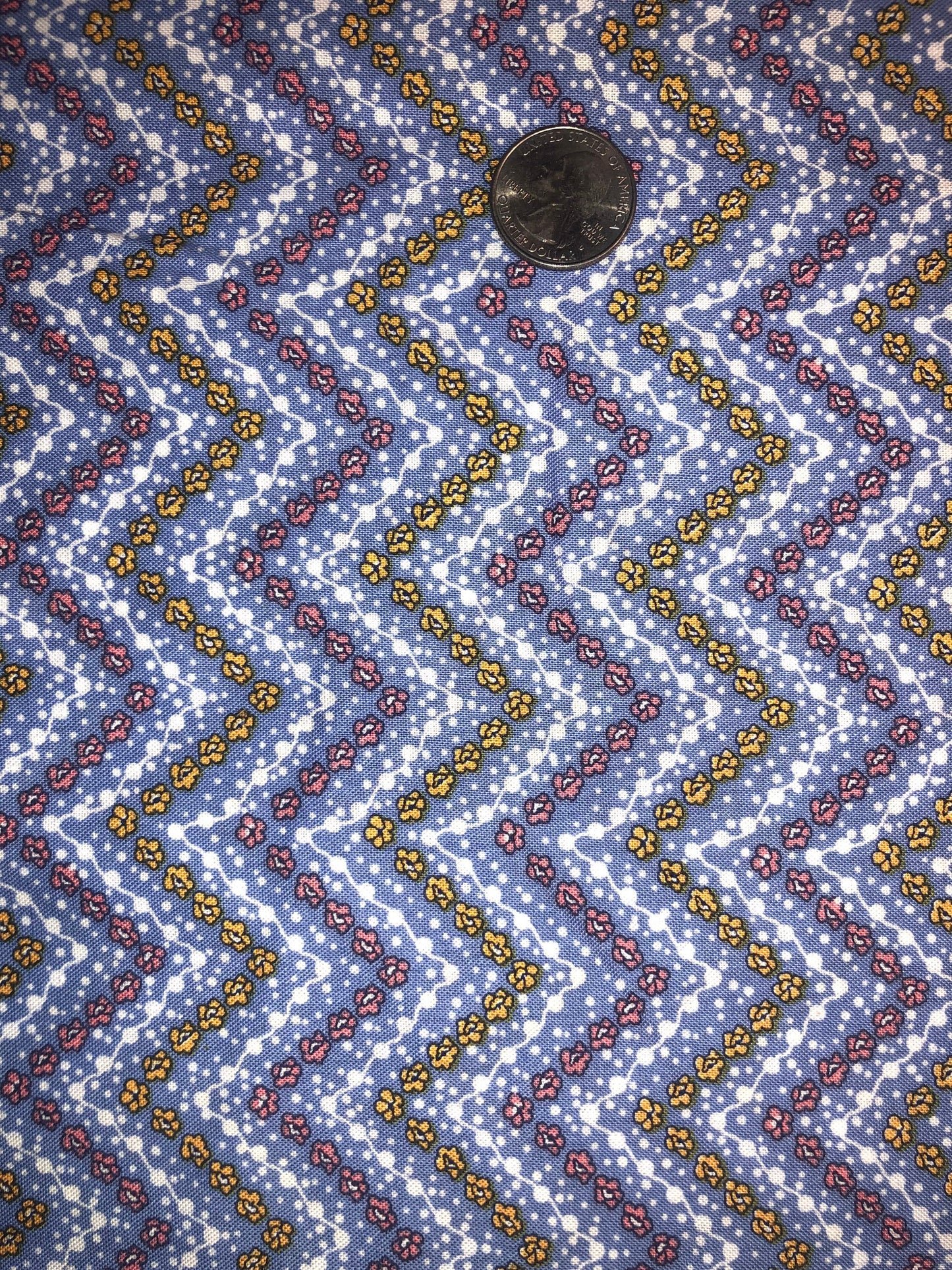 Floral Chevron on Blue 2646-5 Pocketful of Posies by Henry Glass & Co. Cotton Fabric