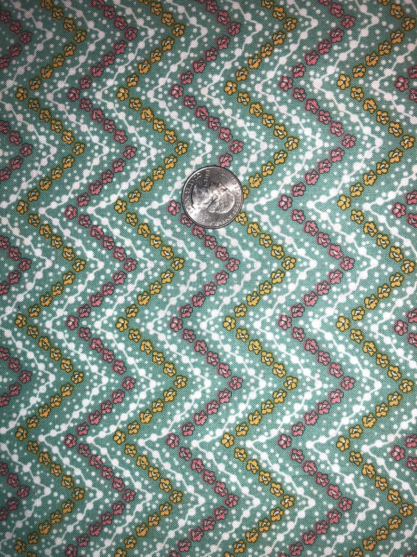 Floral Chevron on Green 2646-6 Pocketful of Posies by Henry Glass & Co. Cotton Fabric