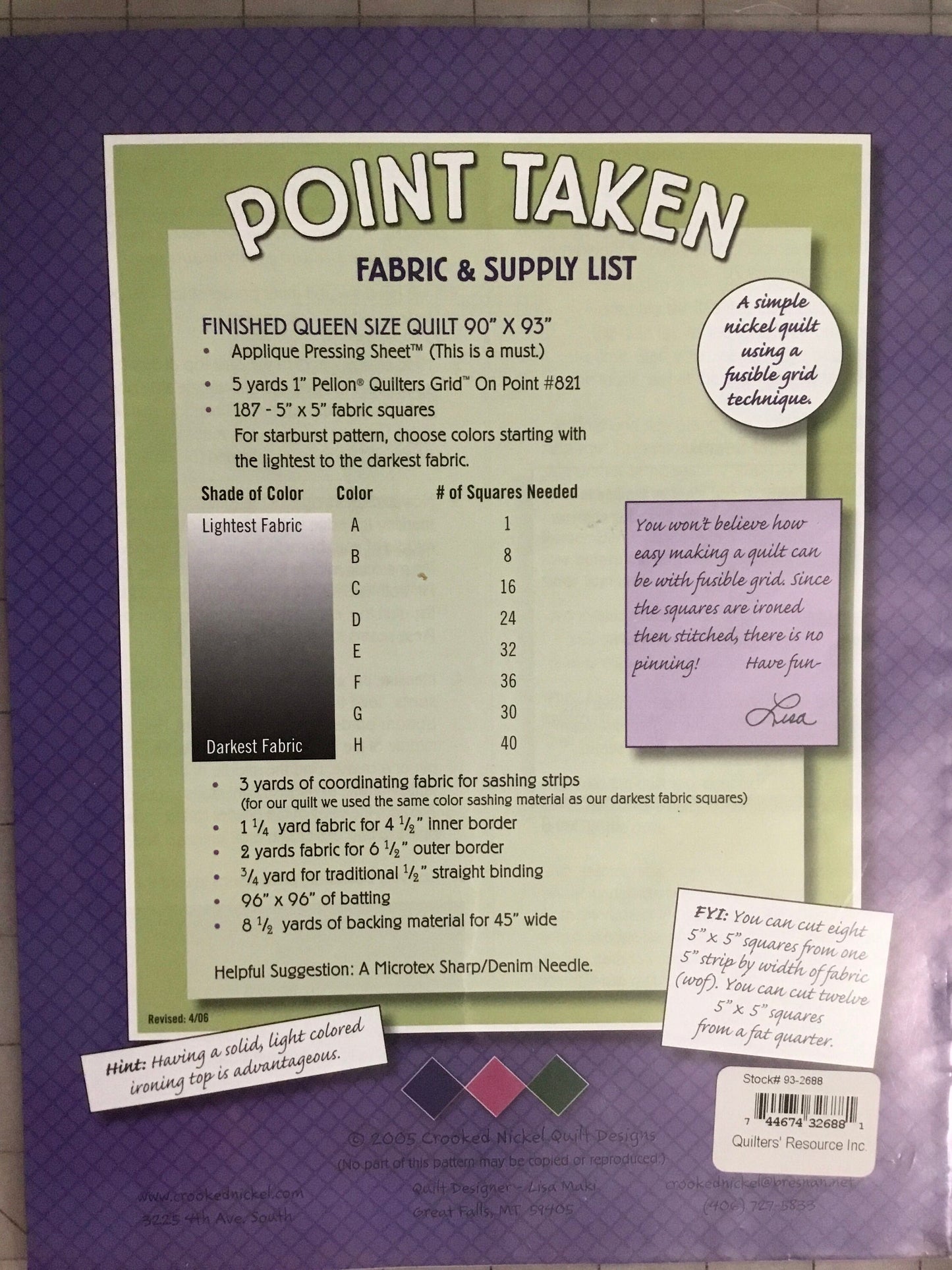 Point Taken by Crooked Nickel Quilt Designs - PAPER PATTERN