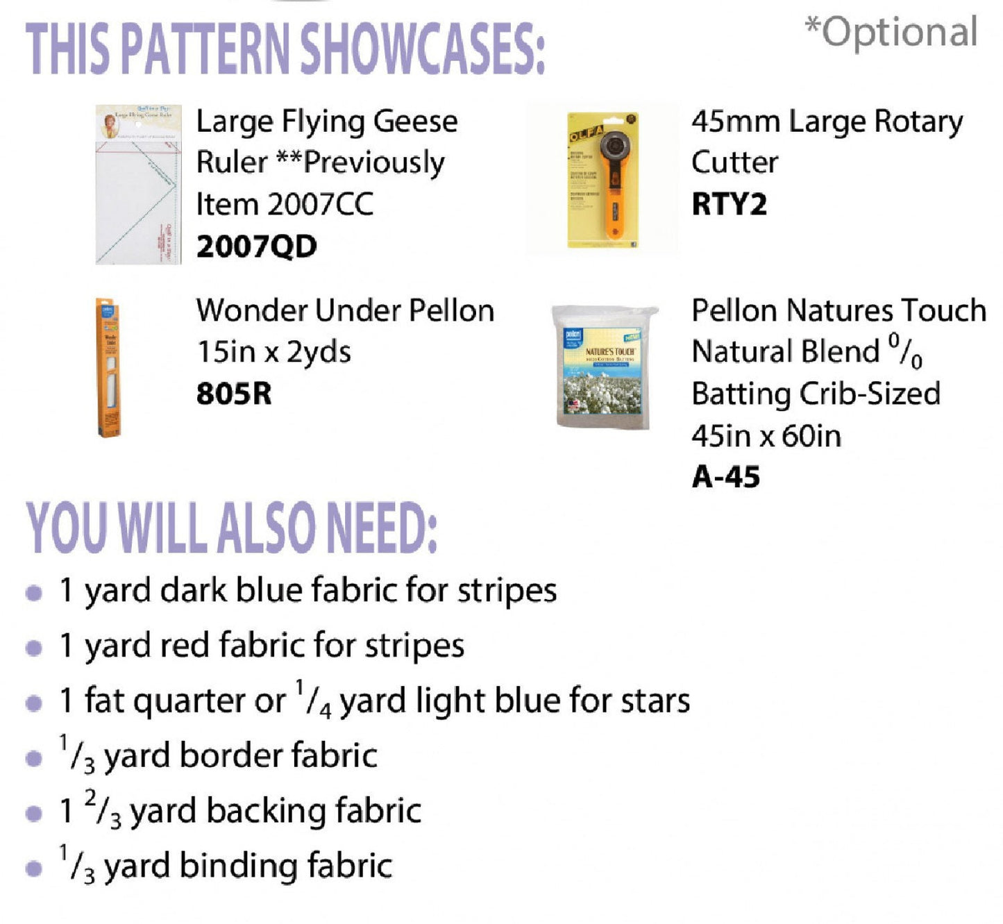 Stars and Stripes Table Runner by Betty Gormick for Cut Loose Press - PAPER PATTERN