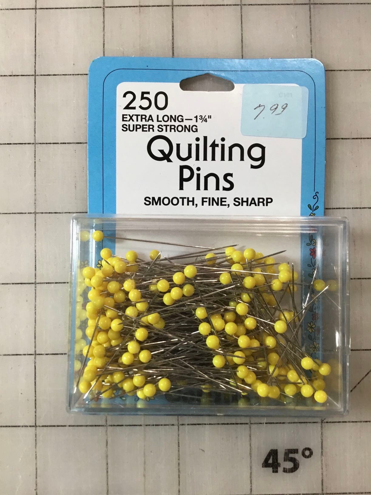 250 Quilting Pins by Collins Extra Long 1 3/4" Fine