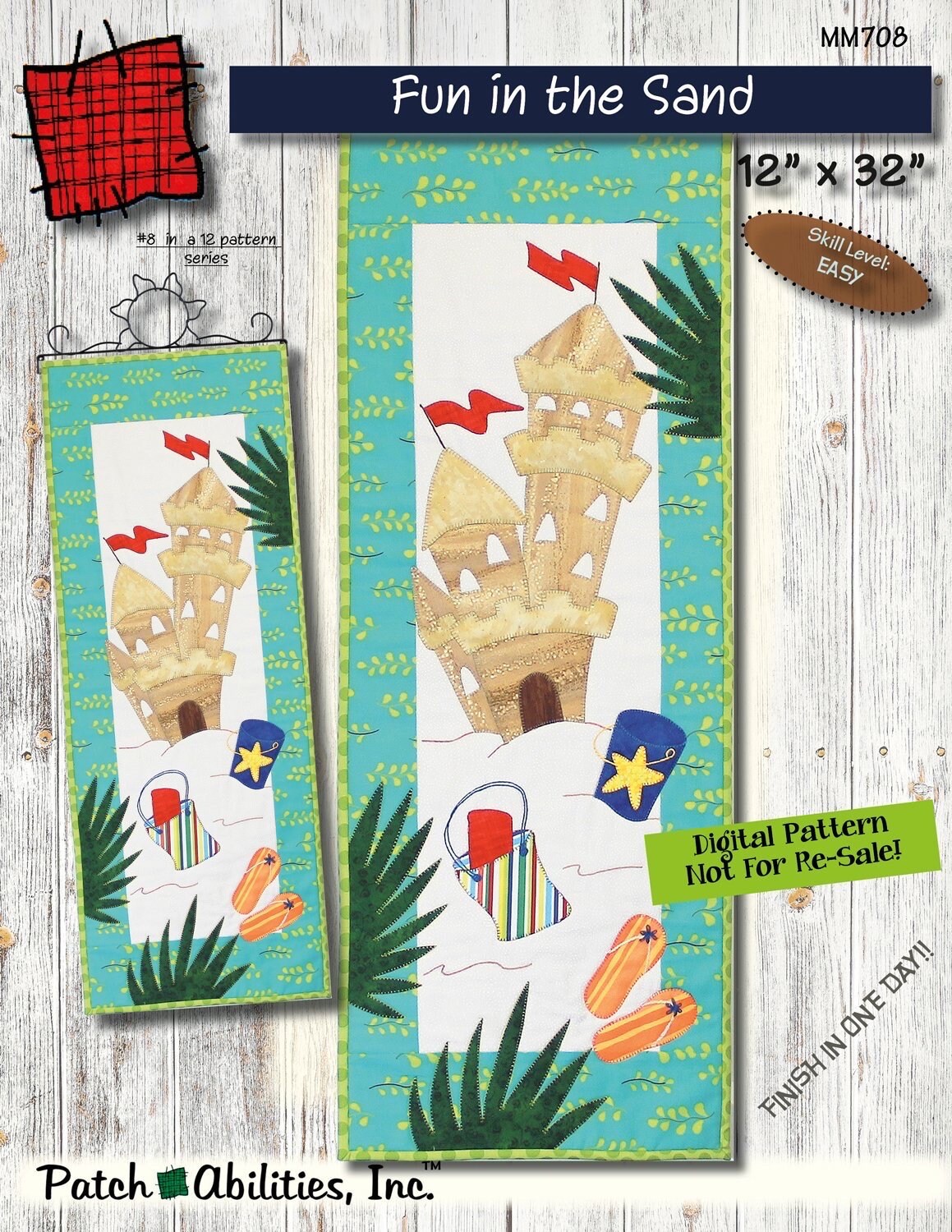 Fun In The Sand by Patch Abilities MM708 Wall Hanging 12" X 32" PAPER PATTERN