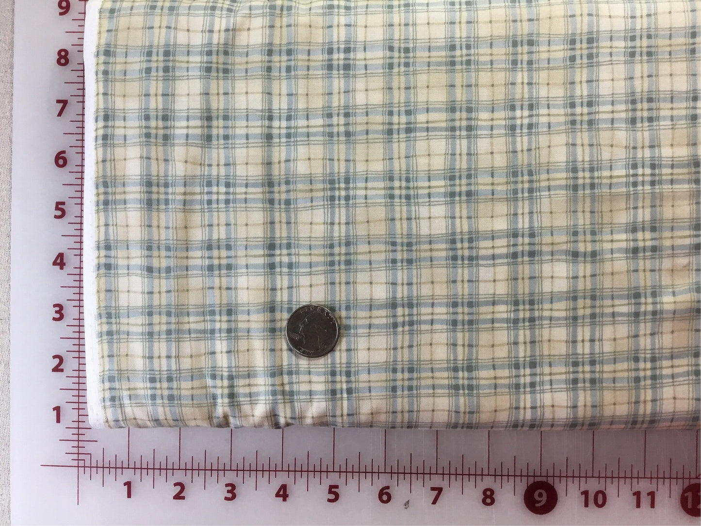 Winsome Cotton Fabric Blue and Cream Plaid Check by Nancy Halvorsen by Benartex 1254-40