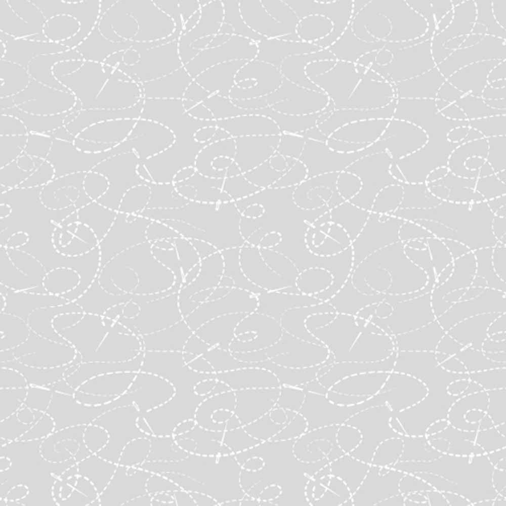Needles and Thread White with Gray Background 108" Wide Backing by Studio E 3178-90