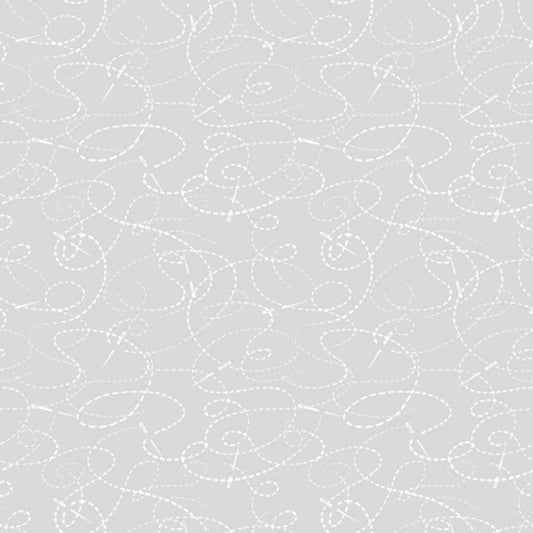 Needles and Thread White with Gray Background 108" Wide Backing by Studio E 3178-90
