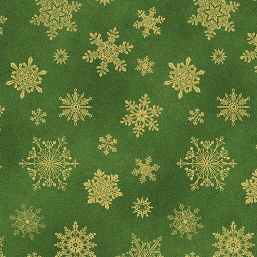 Benartex Catitude Christmas Dark Green Snowflakes with Metallic Fabric