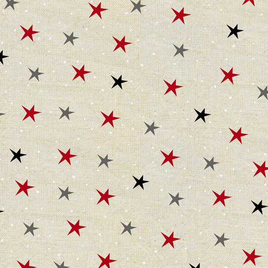 Studio E Holiday Road Trip Beige Stars fabric