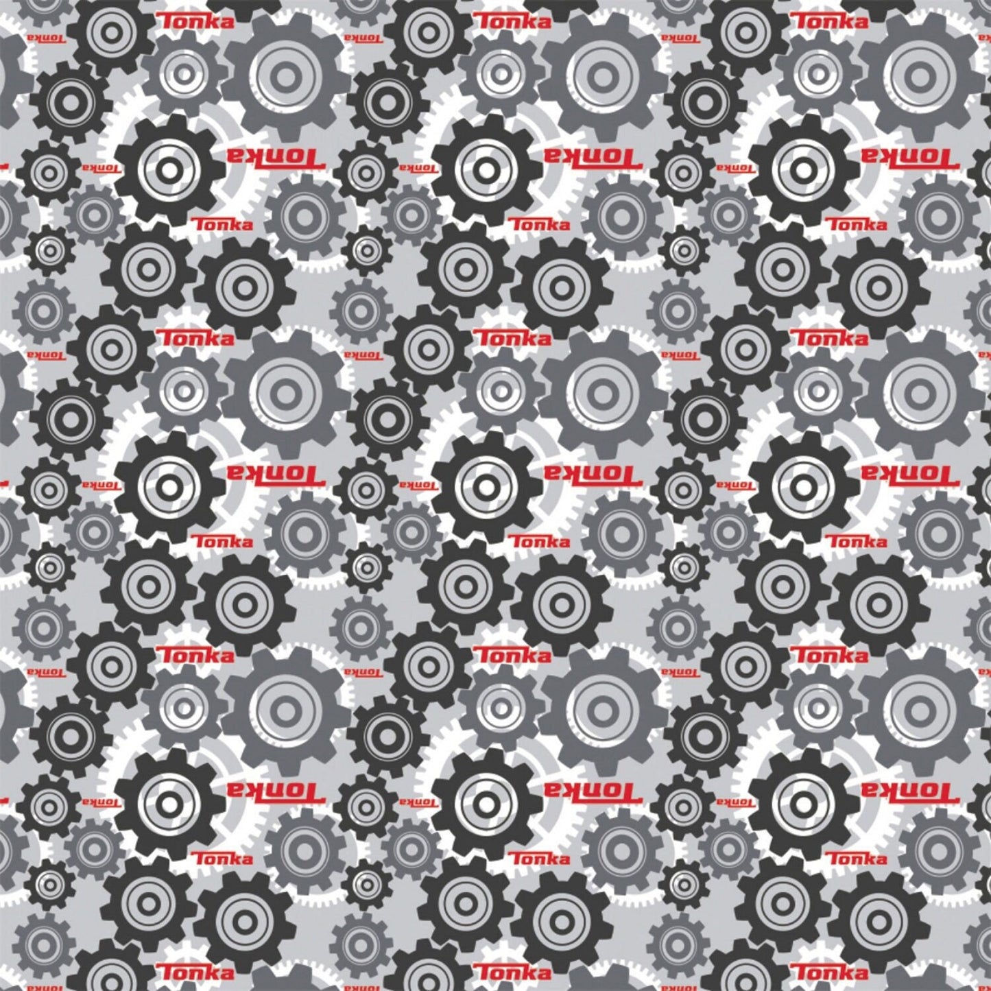 Camelot Tonka Trucks Collection - Gears Grey and Red fabric