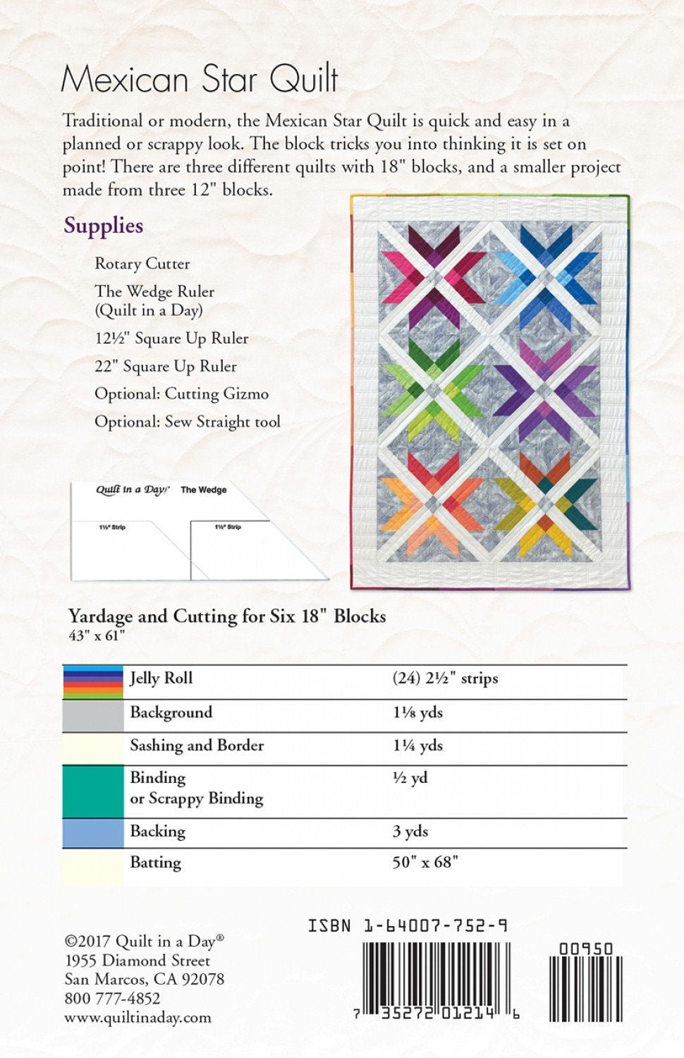 Mexican Star Quilt - Eleanor Burns - Quilt in a Day Pattern - PAPER PATTERN