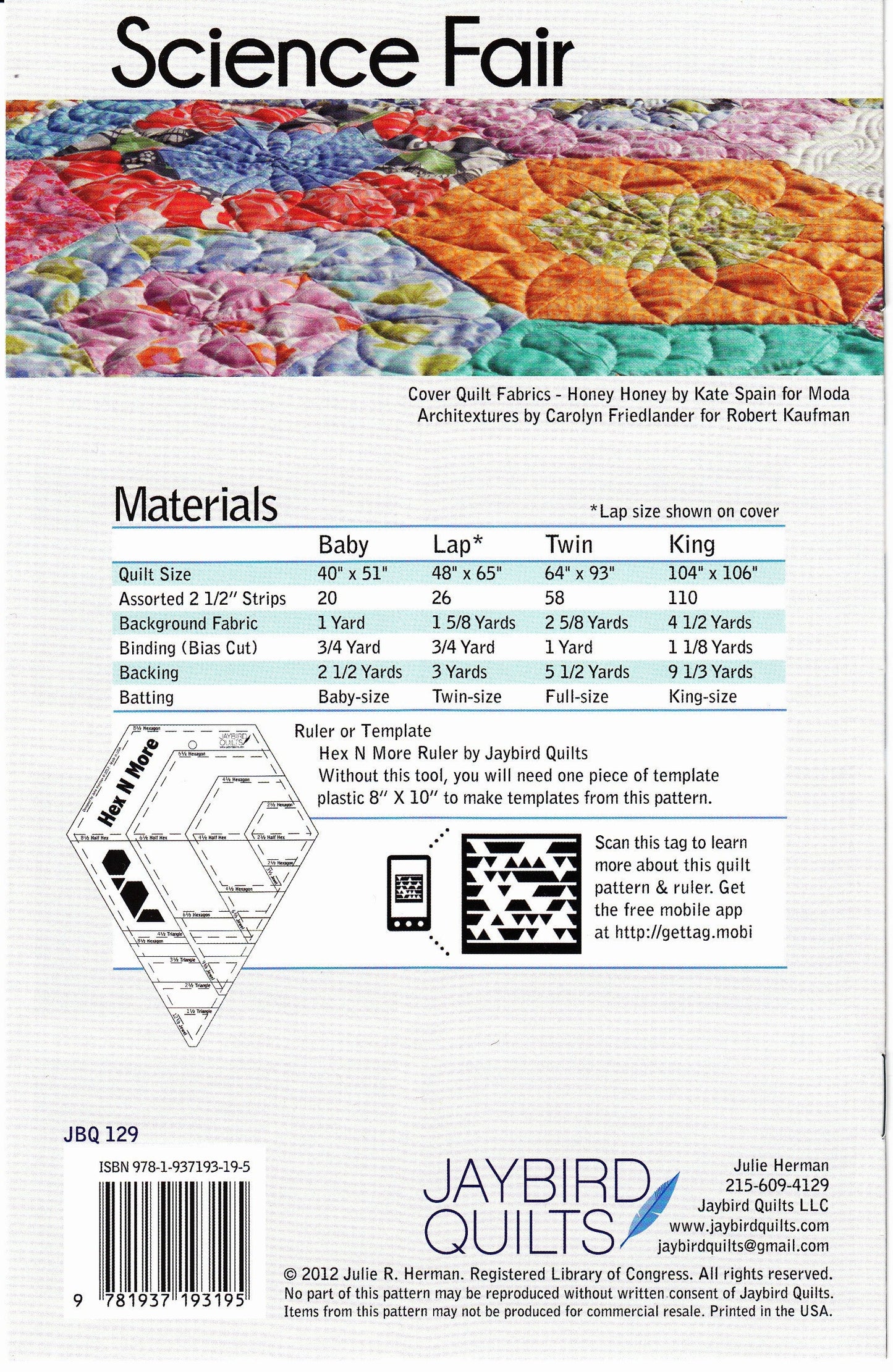 Science Fair Pattern by Jaybird Quilts - PAPER PATTERN