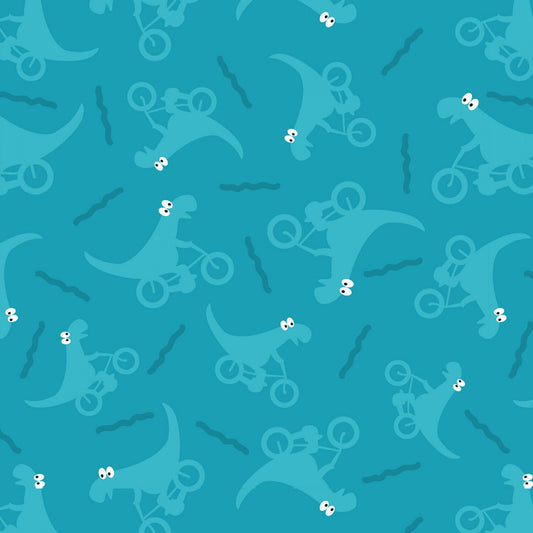 Dino Mates Aqua Monotone Dinosaurs by Henry Glass fabric