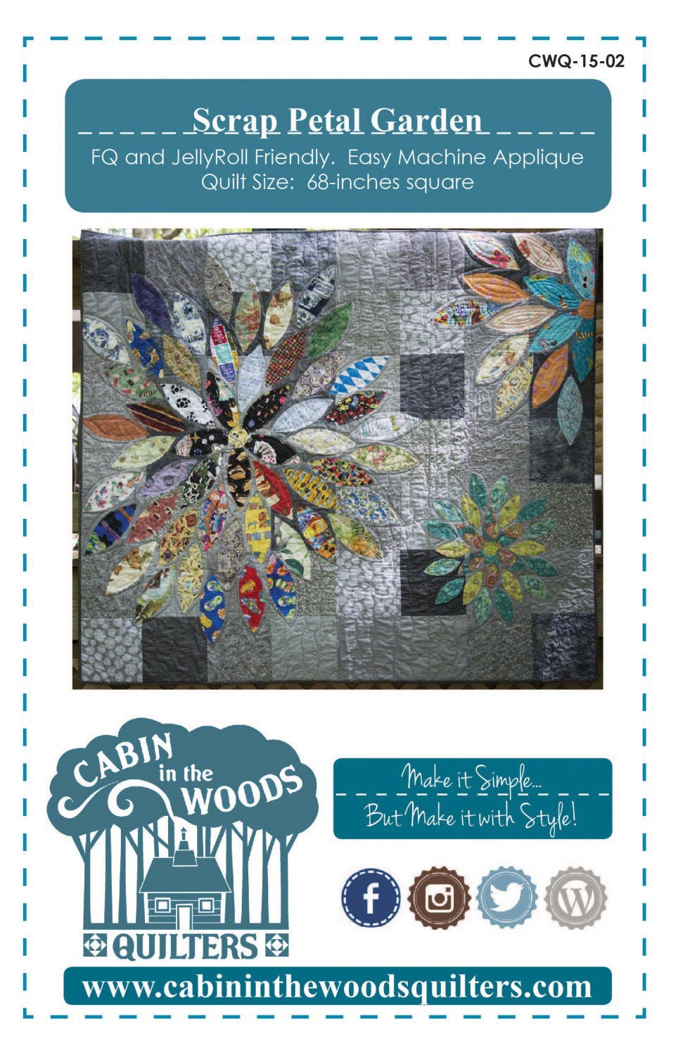 Scrap Petal Garden Quilt by Cabin in the Woods Quilter’s - Template