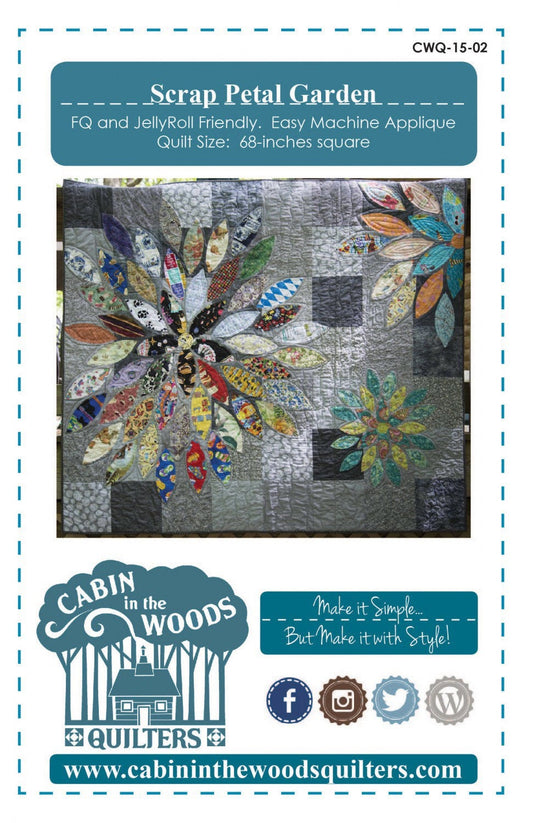 Scrap Petal Garden Quilt Pattern by Cabin in the Woods Quilter’s - PAPER PATTERN