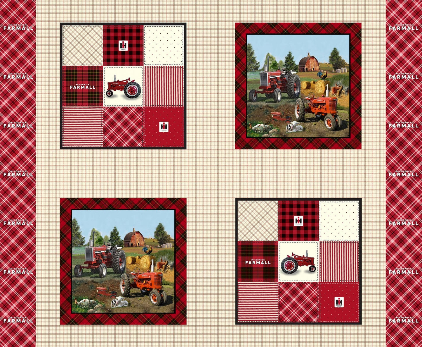 Farmall Plaid Pillow Panel #10181-PC by Sykel Enterprises