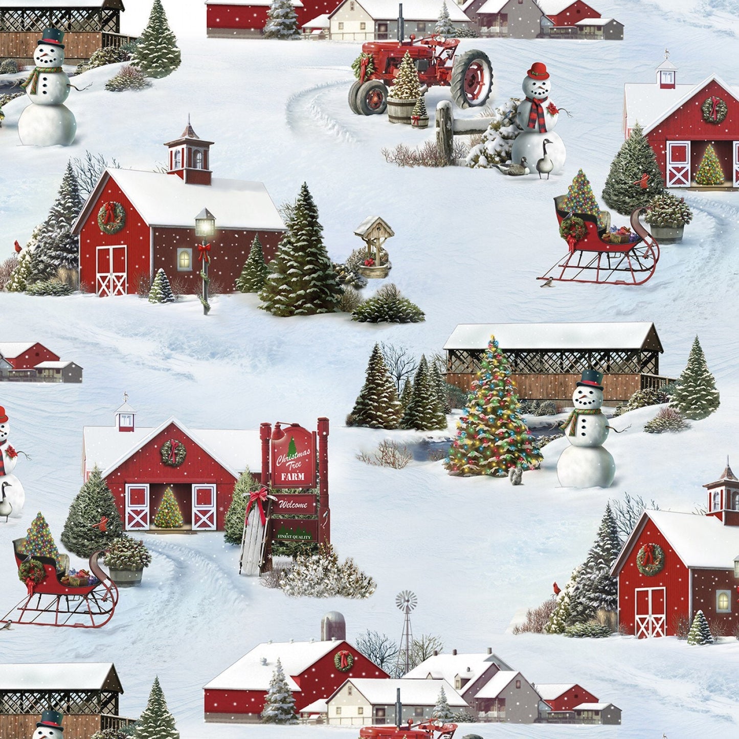 Snow Tis' the Season Scenic  from Tis’ the Season by Alan Giana Collection for Elizabeth’s Studio