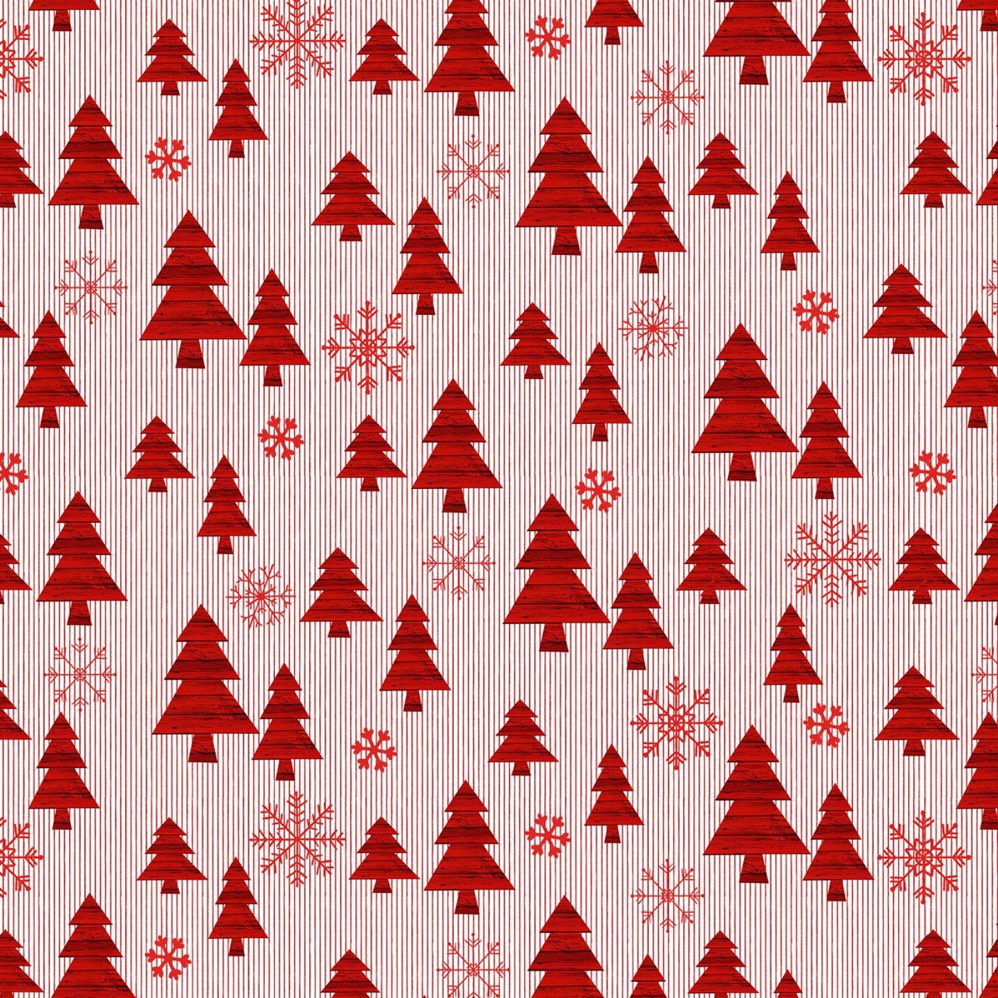 3/4 Yard Precut Studio E Red Trees on Small Stripe  from Christmas Memories Collection