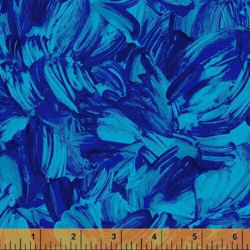 Blue Brush Strokes 40751-2 Finger Painted Florals by Whistler Studios for Windham Fabrics