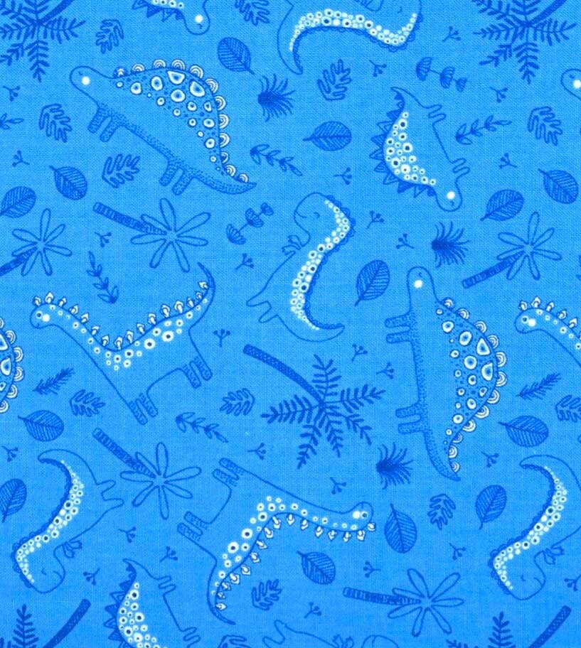 Camelot Roarsome Blue Cotton Fabric