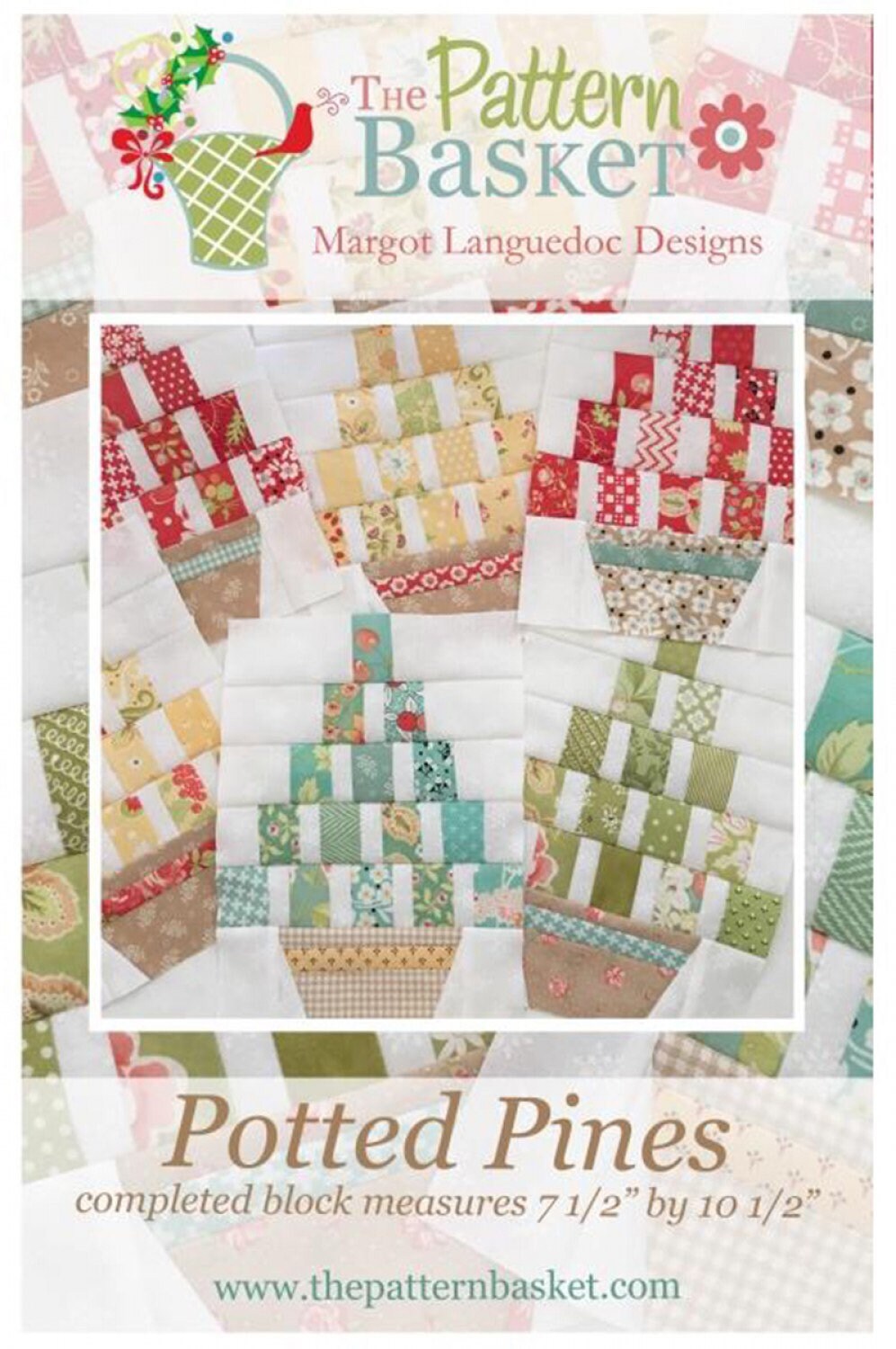 Potted Pines Block Quilt Pattern by Margot Languedoc from Pattern Basket - PAPER PATTERN