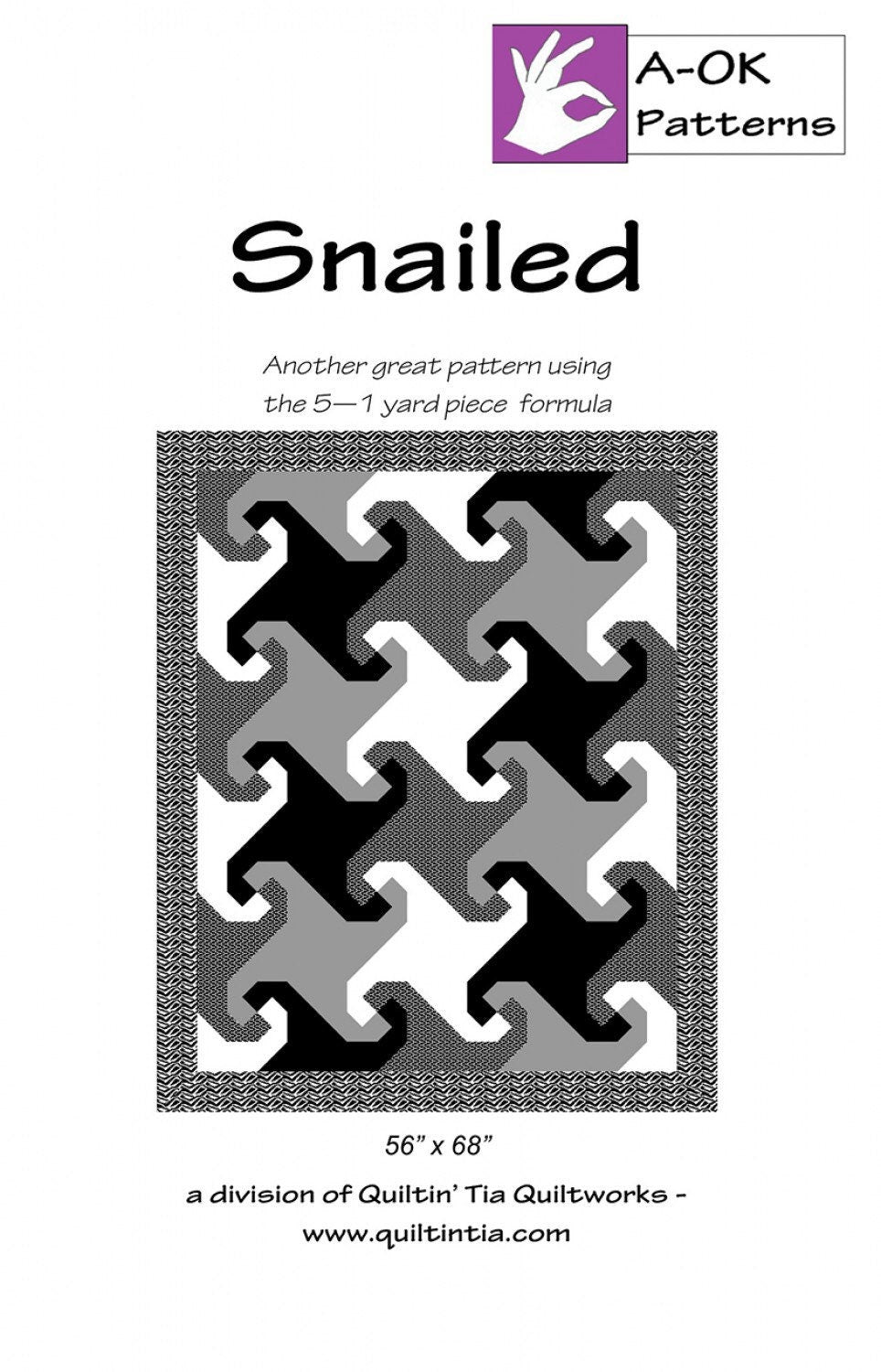 Snailed A OK 5 Yard Pattern from Quiltin' Tia Quiltworks - PAPER PATTERN