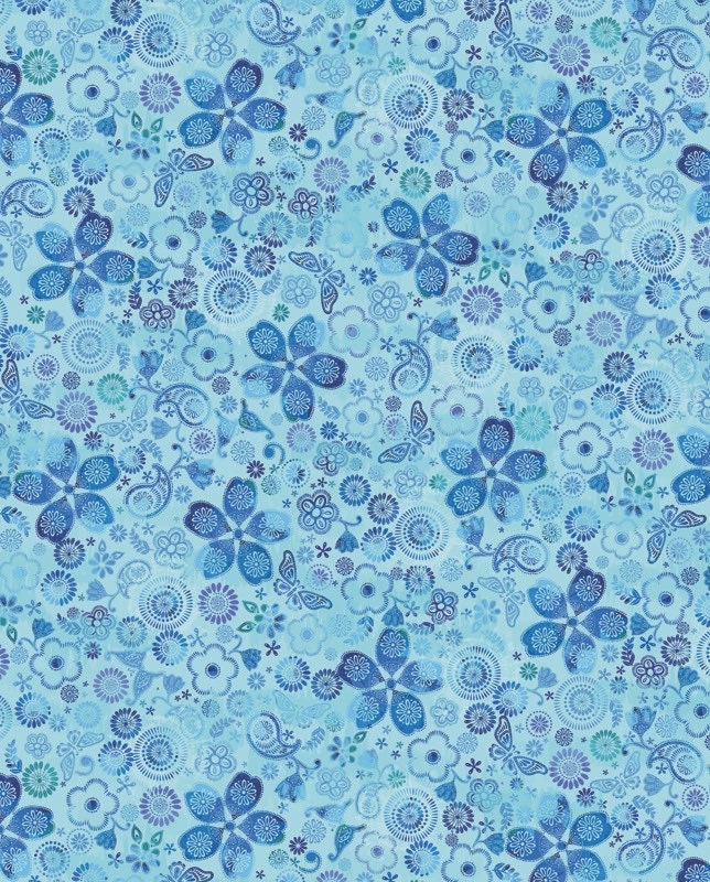 Mirage Aqua - Social Butterfly Cotton Fabric from Benartex