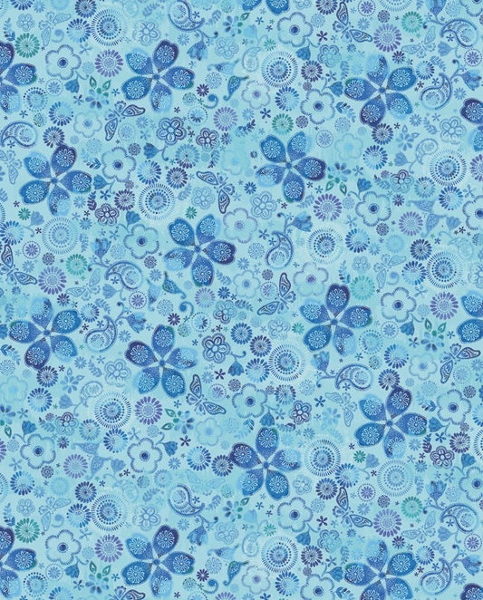 Mirage Aqua - Social Butterfly Cotton Fabric from Benartex