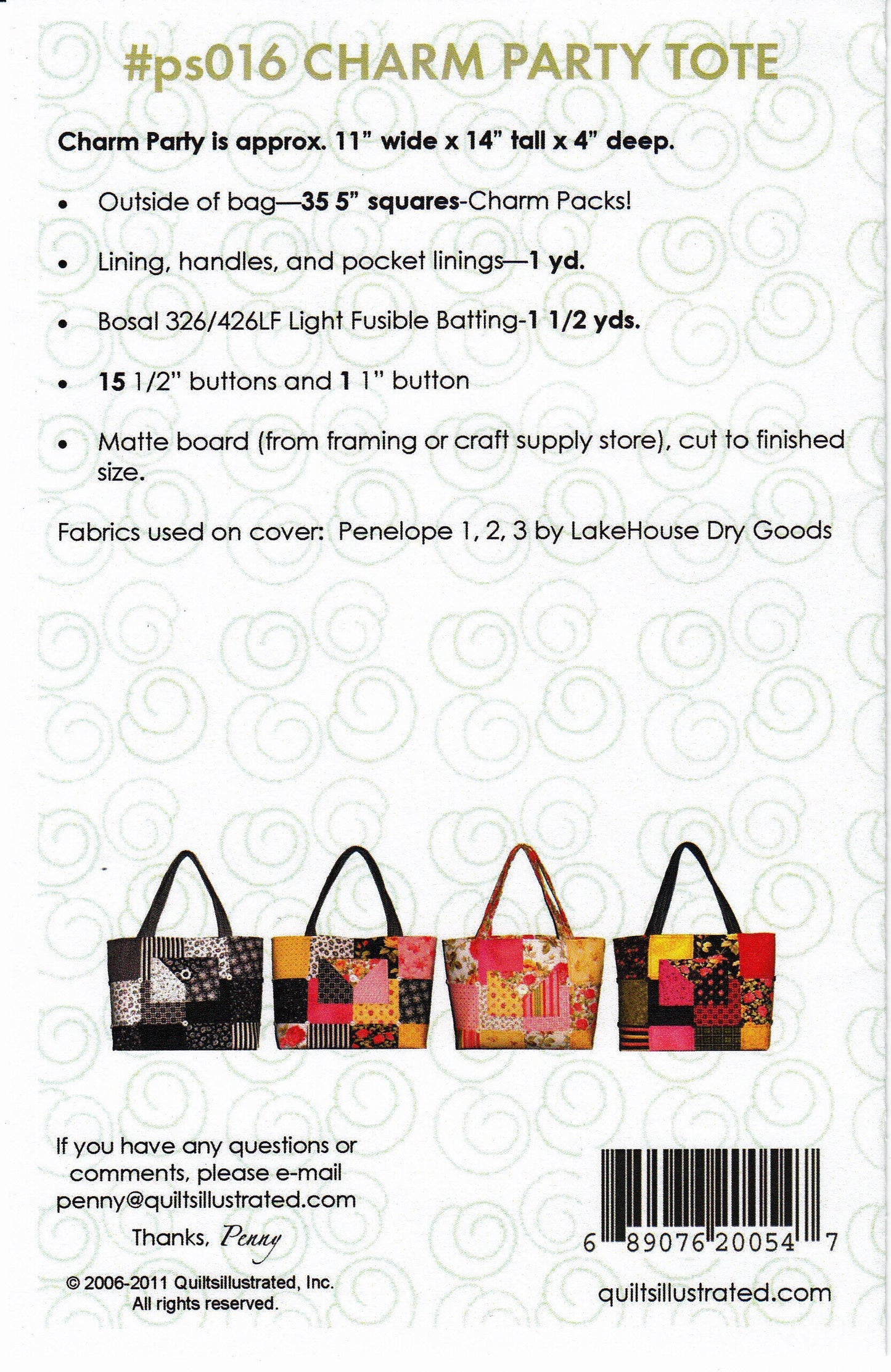 Charm Party Tote Pattern by Quilts Illustrated - PAPER PATTERN