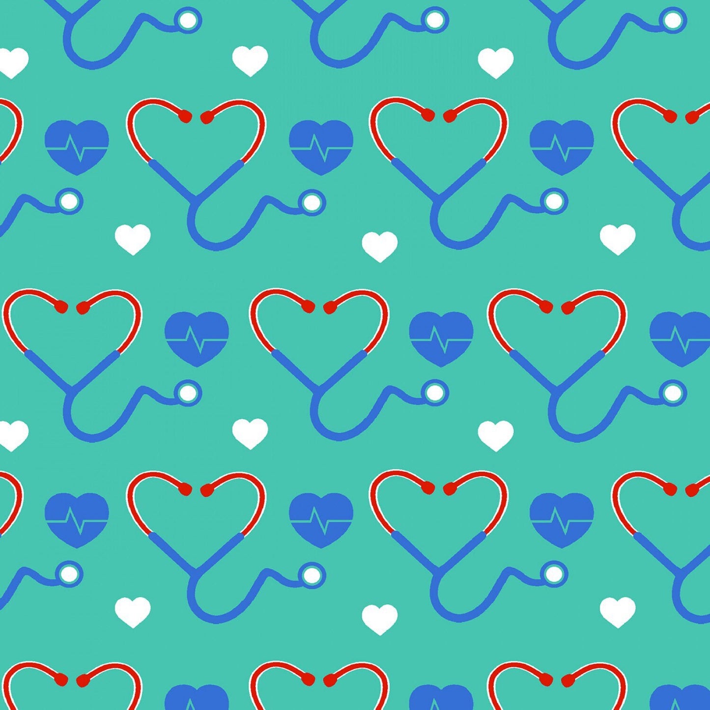 Light Stethoscope Hearts From Fabric Traditions Cotton Fabric