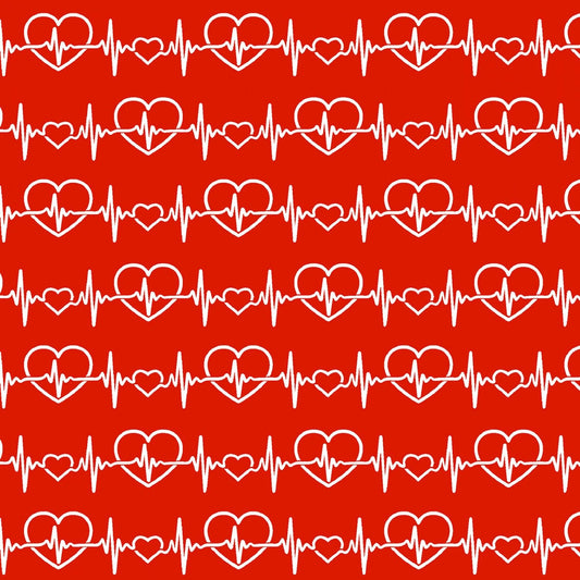 Red Heart Beat From Fabric Traditions Cotton Fabric