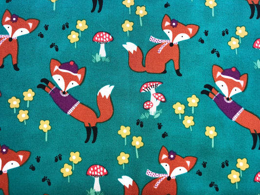 Lil Foxy CX6947-TEAL-D by Michael Miller Cotton Fabrics