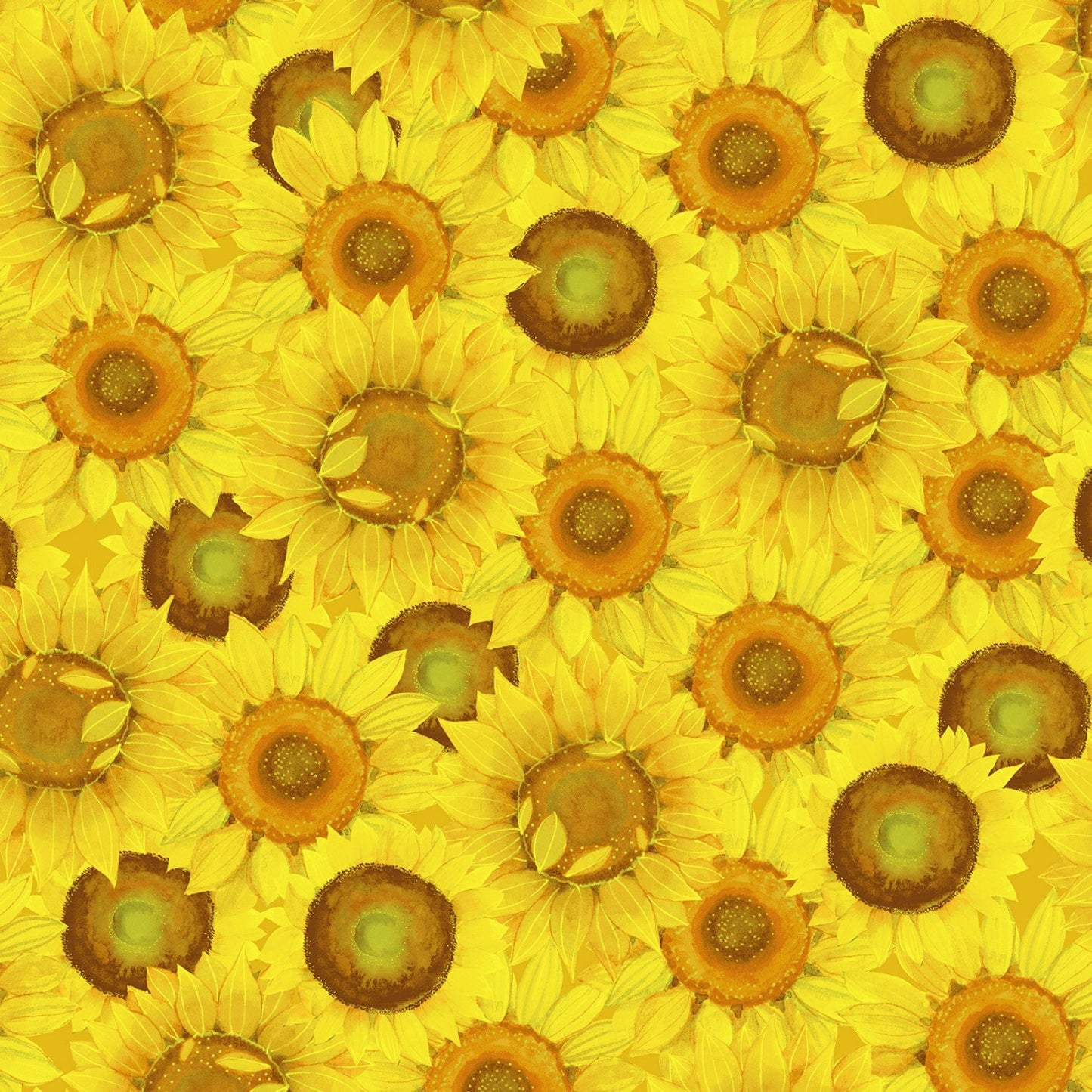 Yellow Packed Sunflowers Y3028-9 from Sunny Fields Collection by Sue Zipkin For Clothworks Cotton Fabric