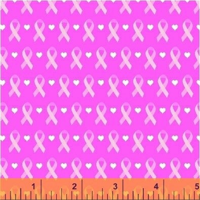 3/4 yard Precut - Allover Ribbon Pattern on Pink Think Pink by Rosemarie Lavin for Windham Fabrics