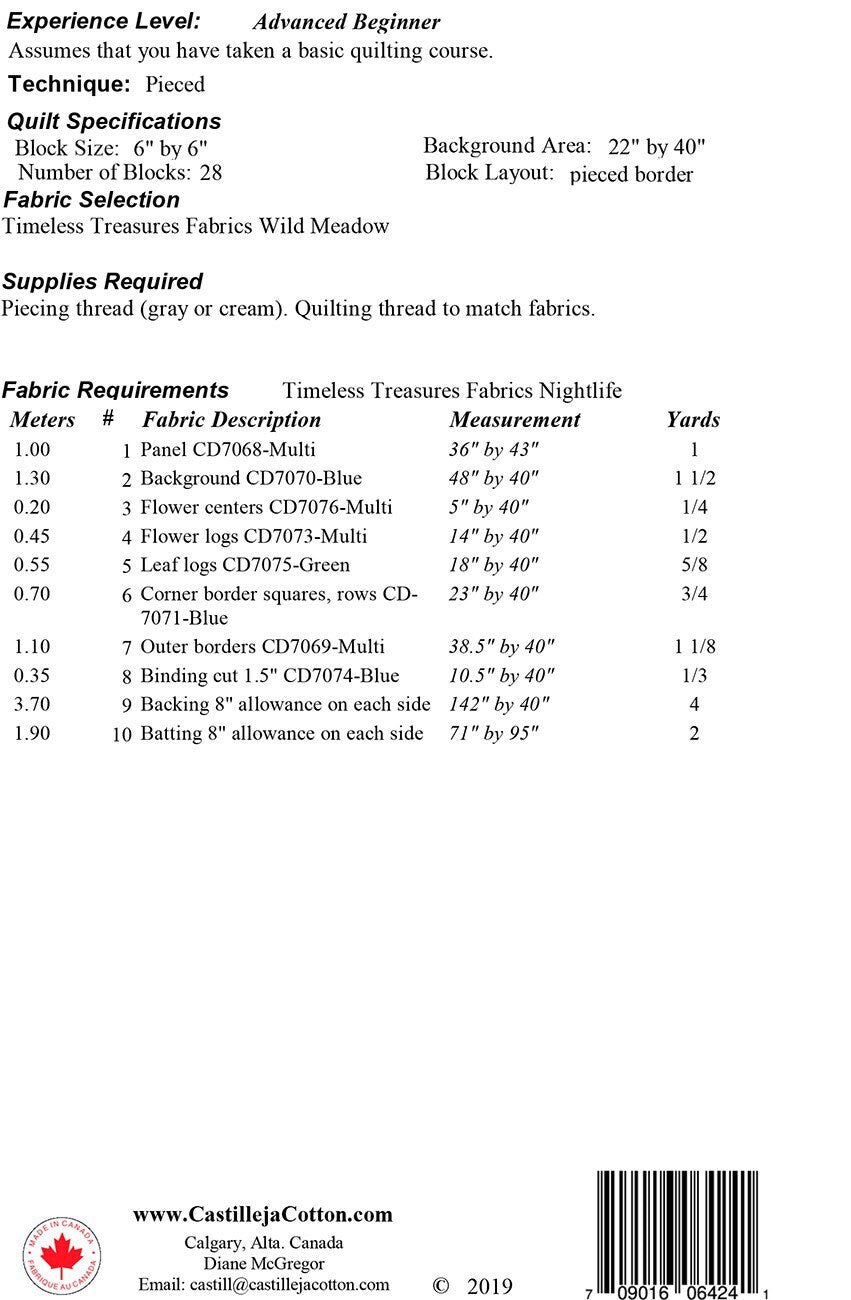 Meadow Flowers Quilt Pattern from Castilleja Cotton - PAPER PATTERN