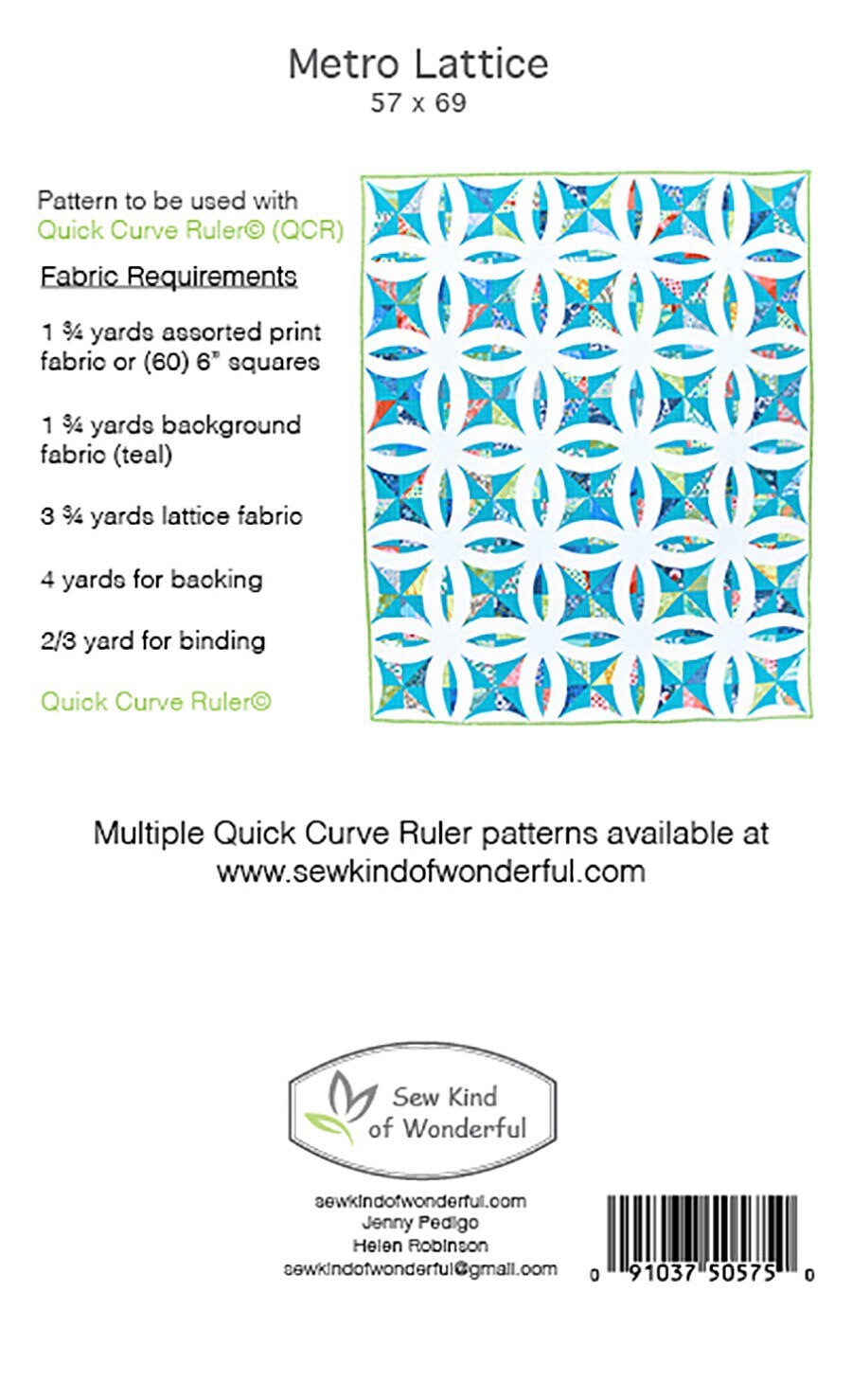 Metro Lattice Quilt Pattern From Sew Kind of Wonderful QCR Pattern - PAPER PATTERN