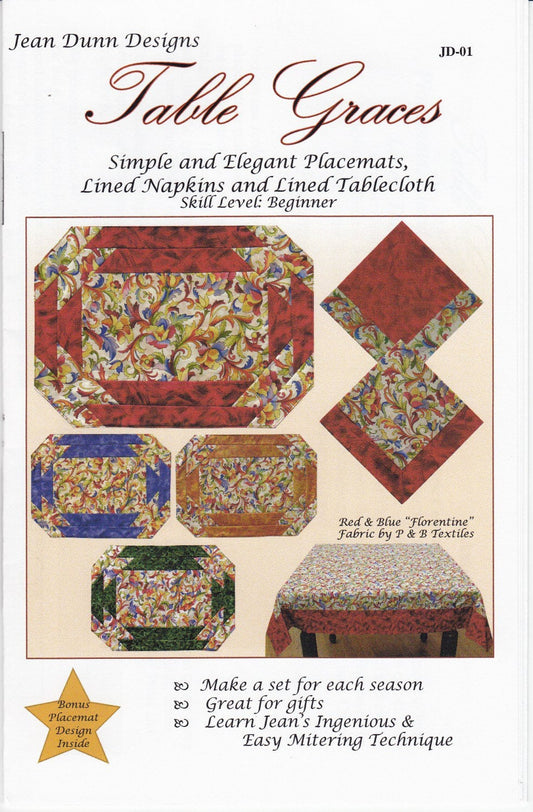 Table Graces (Jean Dunn) Placemats, napkins, and tablecloth pattern - PAPER PATTERN