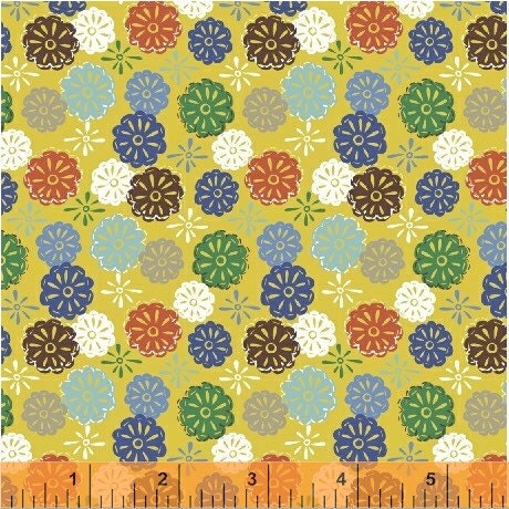 Flowers on Yellow 40264-7 Mouse Camp by Erica Hite for Windham Fabrics Cotton fabric