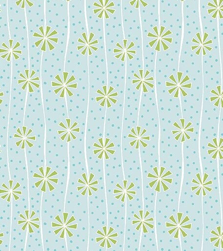 Pom Poms on Light Turquoise 10054-80 Cotton Fabric Sparkle Collection from Contempo Studio