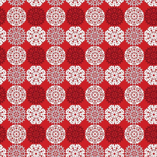 Paper Cut Flakes Red 04586-10 Cotton Fabric Let it Snow Collection from Contempo Studio