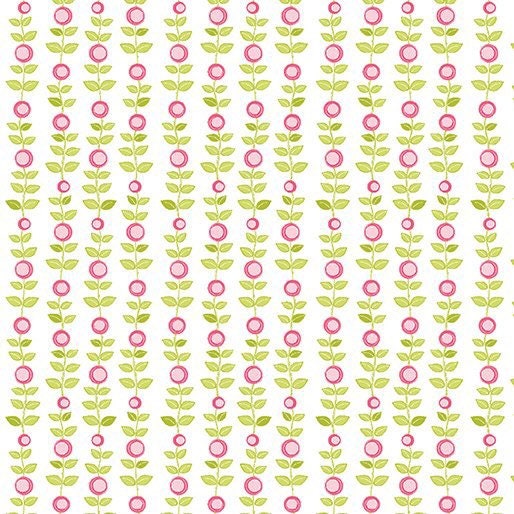 Pink green Vines 10086-26 Cotton Fabric Sunday Ride Collection from Contempo Studio