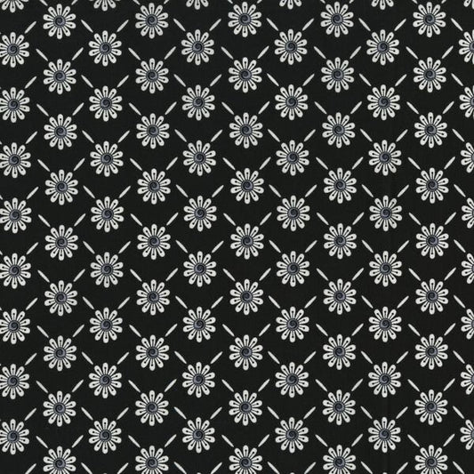 Daisy Flowers on Black 2464-2 from Ink Blossom II by RJR Cotton Fabric